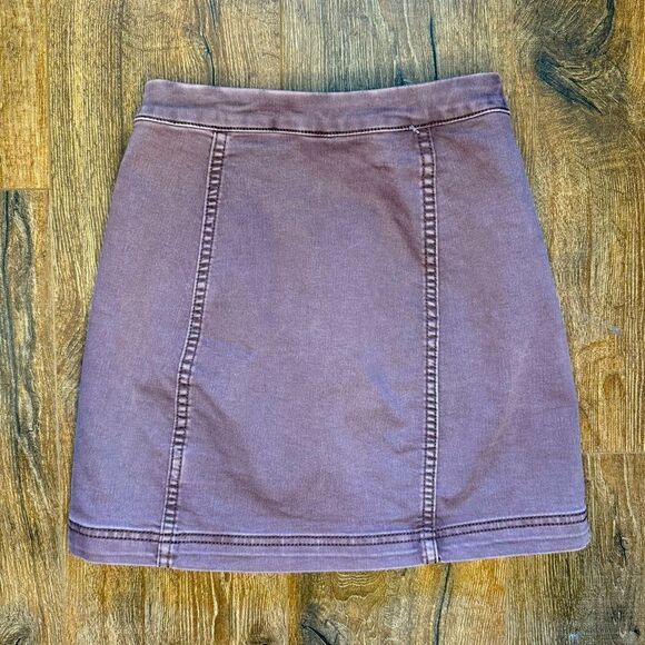 Free People Black Zip Up Denim Pencil  Mini Skirt - Picture 5 of 8